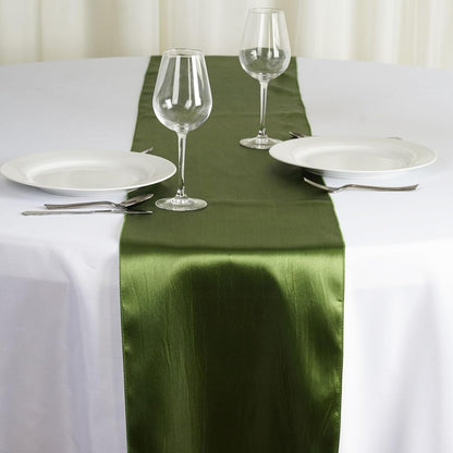 Efavormart 10 PCS 12"x108" Olive Green Satin Table Runner V1258-DP02-C-3141