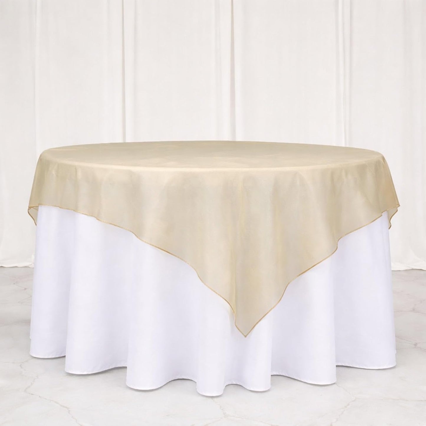 Efavormart 10 Pack Organza Table Overlay 72"x72" Gold - Sheer Table Topper V1258-DP02-C-3145