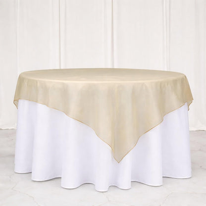 Efavormart 10 Pack Organza Table Overlay 72"x72" Gold - Sheer Table Topper V1258-DP02-C-3145