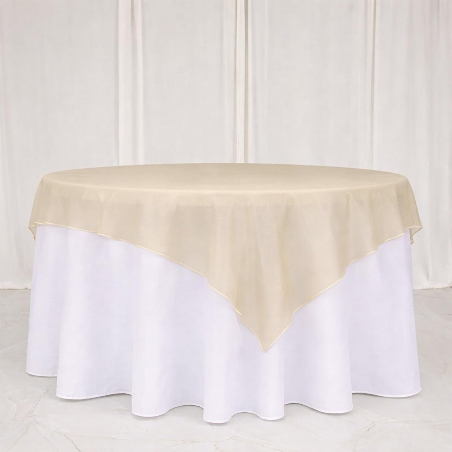 Efavormart 10 Pack Organza Table Overlay 72"x72" Gold - Sheer Table Topper V1258-DP02-C-3145