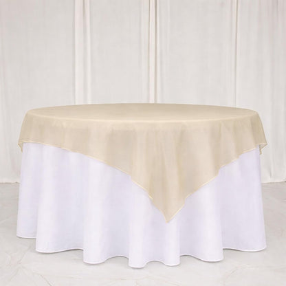 Efavormart 10 Pack Organza Table Overlay 72"x72" Gold - Sheer Table Topper V1258-DP02-C-3145