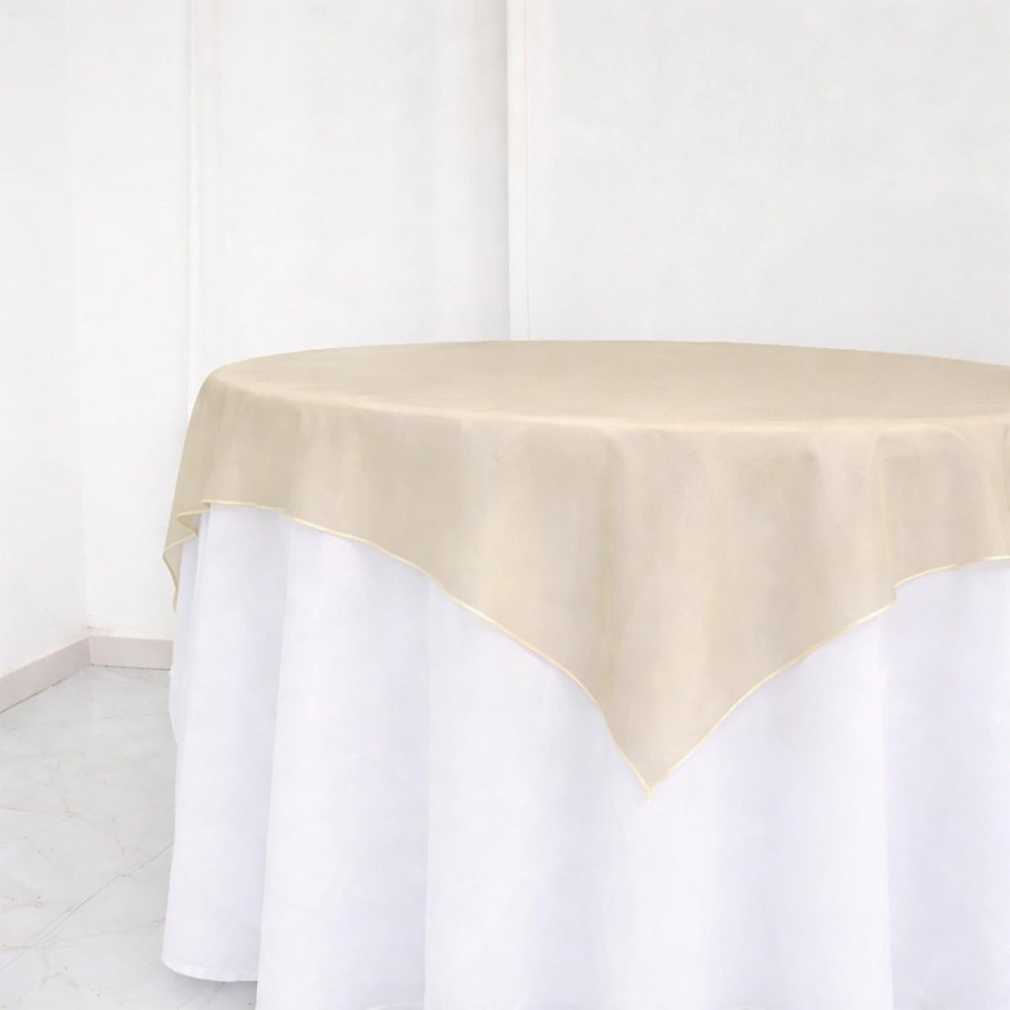 Efavormart 10 Pack Organza Table Overlay 72"x72" Gold - Sheer Table Topper V1258-DP02-C-3145