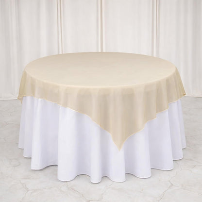 Efavormart 10 Pack Organza Table Overlay 72"x72" Gold - Sheer Table Topper V1258-DP02-C-3145