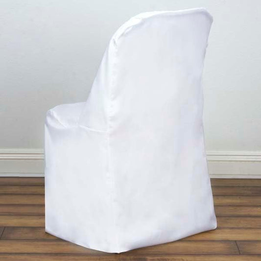 Efavormart 10 PCS White Linen Polyester Folding Chair Cover Dinning Chair Slipcover for Wedding Party Event V1258-DP02-C-3152