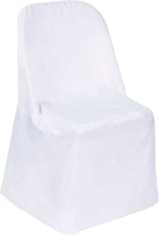 Efavormart 10 PCS White Linen Polyester Folding Chair Cover Dinning Chair Slipcover for Wedding Party Event V1258-DP02-C-3152