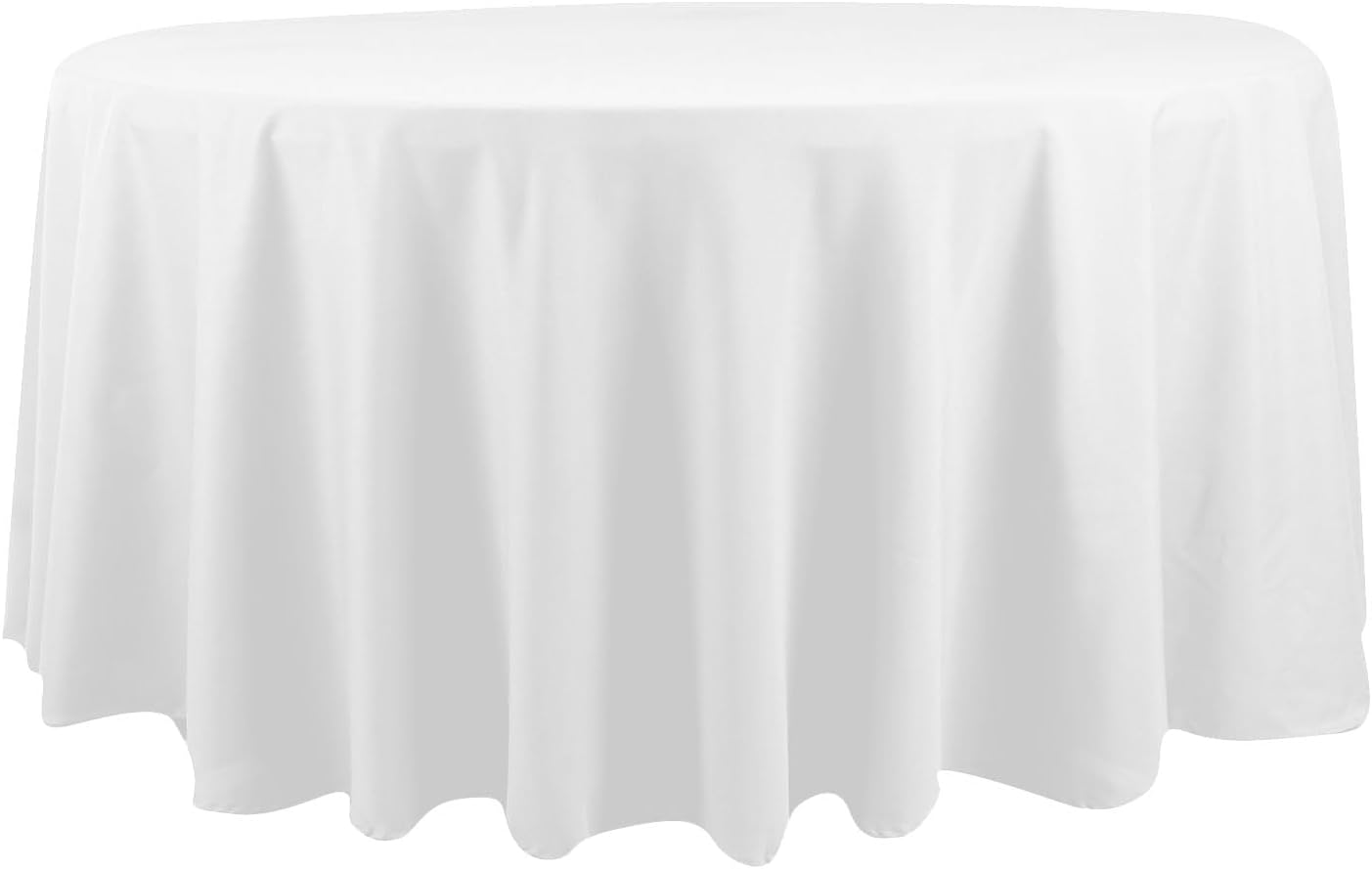 Efavormart White Cotton Blend Round Tablecloth 120" Seamless for 5 Foot Table with Floor-Length Drop V1258-DP02-C-3153