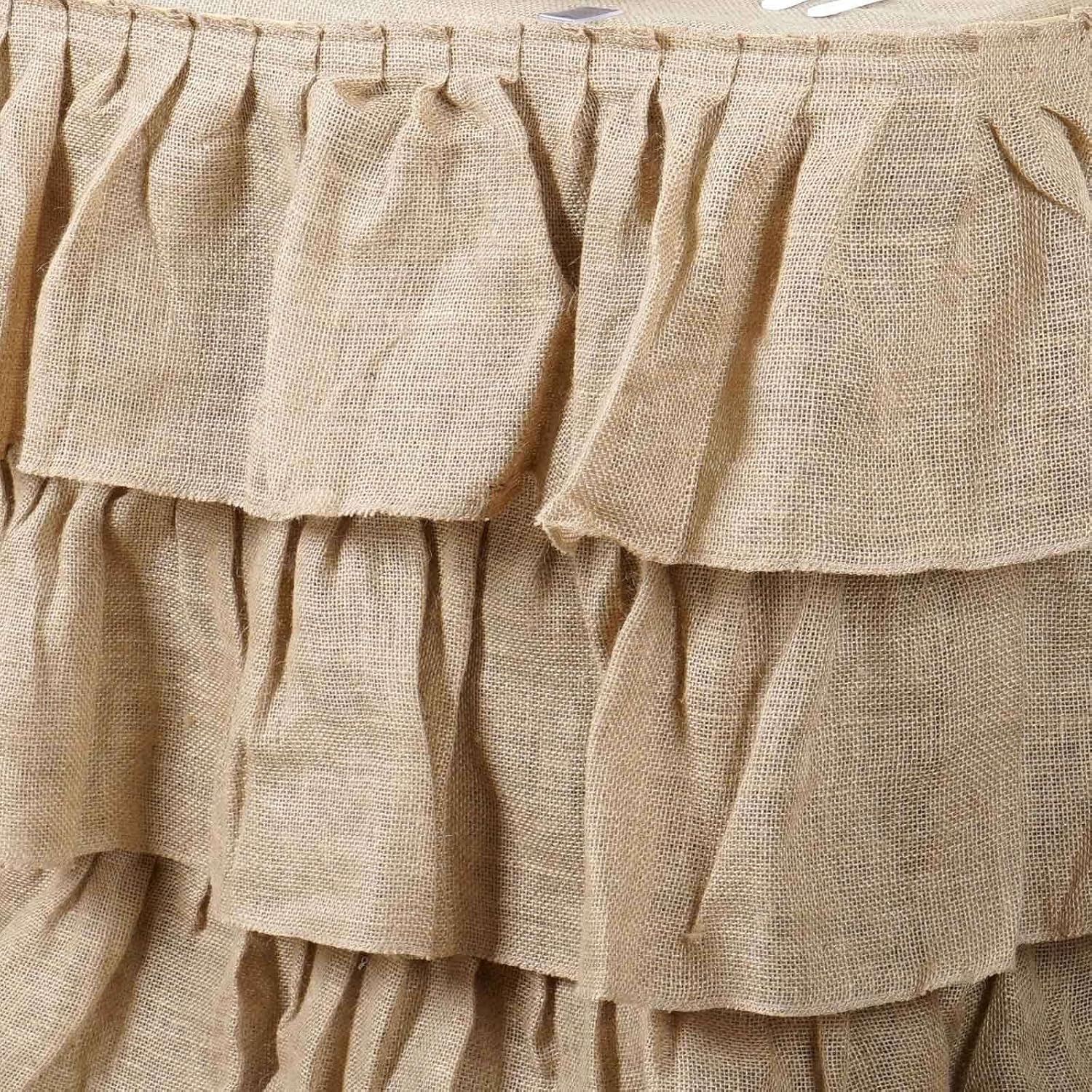 Efavormart 3 Tier Rustic Elegant Ruffled Burlap Table Skirt for Kitchen Dining Catering Wedding Party V1258-DP02-C-3154
