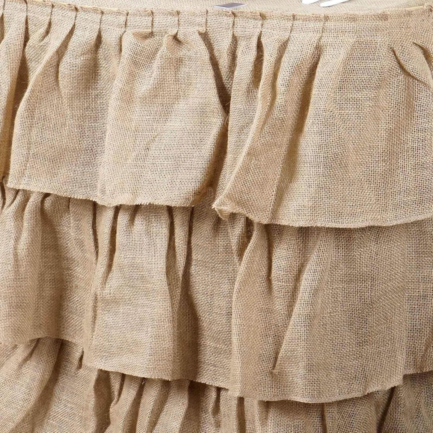 Efavormart 3 Tier Rustic Elegant Ruffled Burlap Table Skirt for Kitchen Dining Catering Wedding Party V1258-DP02-C-3154