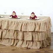 Efavormart 3 Tier Rustic Elegant Ruffled Burlap Table Skirt for Kitchen Dining Catering Wedding Party V1258-DP02-C-3154