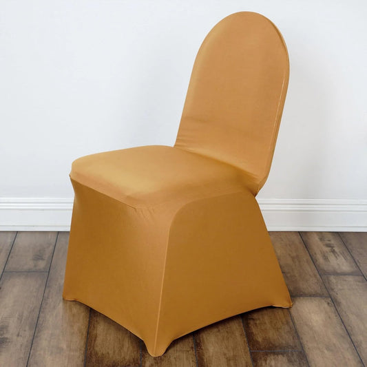 Efavormart 10 PCS Spandex Stretch Gold Chair Covers Universal Banquet Chair Covers for Party Dining with Foot V1258-DP02-C-3157