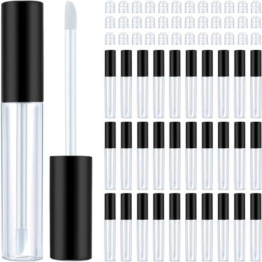 50 Pack 10 ml Empty Lip Gloss Tube Containers Clear Refillable Lip Balm Bottles Plastic Lipstick Tubes with V1258-DP02-C-3160