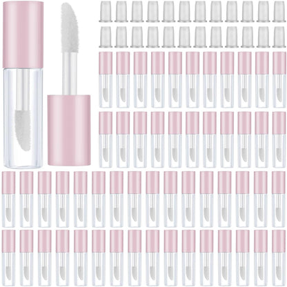 100 Pieces 1.2 ml Clear Mini Lip Gloss Tube Refillable Empty Lip Balm Gloss Containers for DIY Makeup, Pink V1258-DP02-C-3161