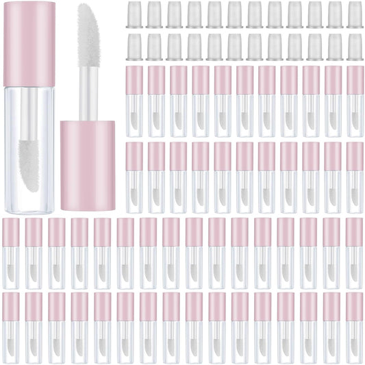 100 Pieces 1.2 ml Clear Mini Lip Gloss Tube Refillable Empty Lip Balm Gloss Containers for DIY Makeup, Pink V1258-DP02-C-3161