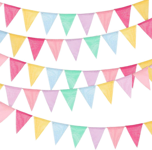 100 Pcs Pastel Pennant Flags Bunting Banner Pastel Fabric Triangle Flag Garland for Birthday Bridal Party V1258-DP02-C-3166