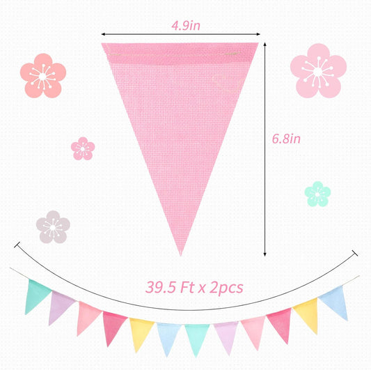 100 Pcs Pastel Pennant Flags Bunting Banner Pastel Fabric Triangle Flag Garland for Birthday Bridal Party V1258-DP02-C-3166
