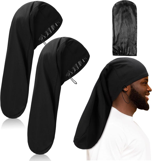 2 Pieces Satin Lined Unisex Jumbo Dreadlock Cap Long Dreads Hair Head Wrap Sleeping Cap Hair Accessories V1258-DP02-C-3167