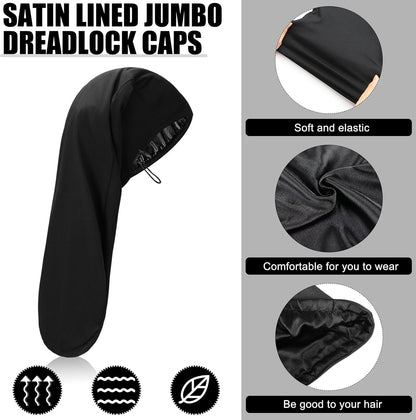 2 Pieces Satin Lined Unisex Jumbo Dreadlock Cap Long Dreads Hair Head Wrap Sleeping Cap Hair Accessories V1258-DP02-C-3167