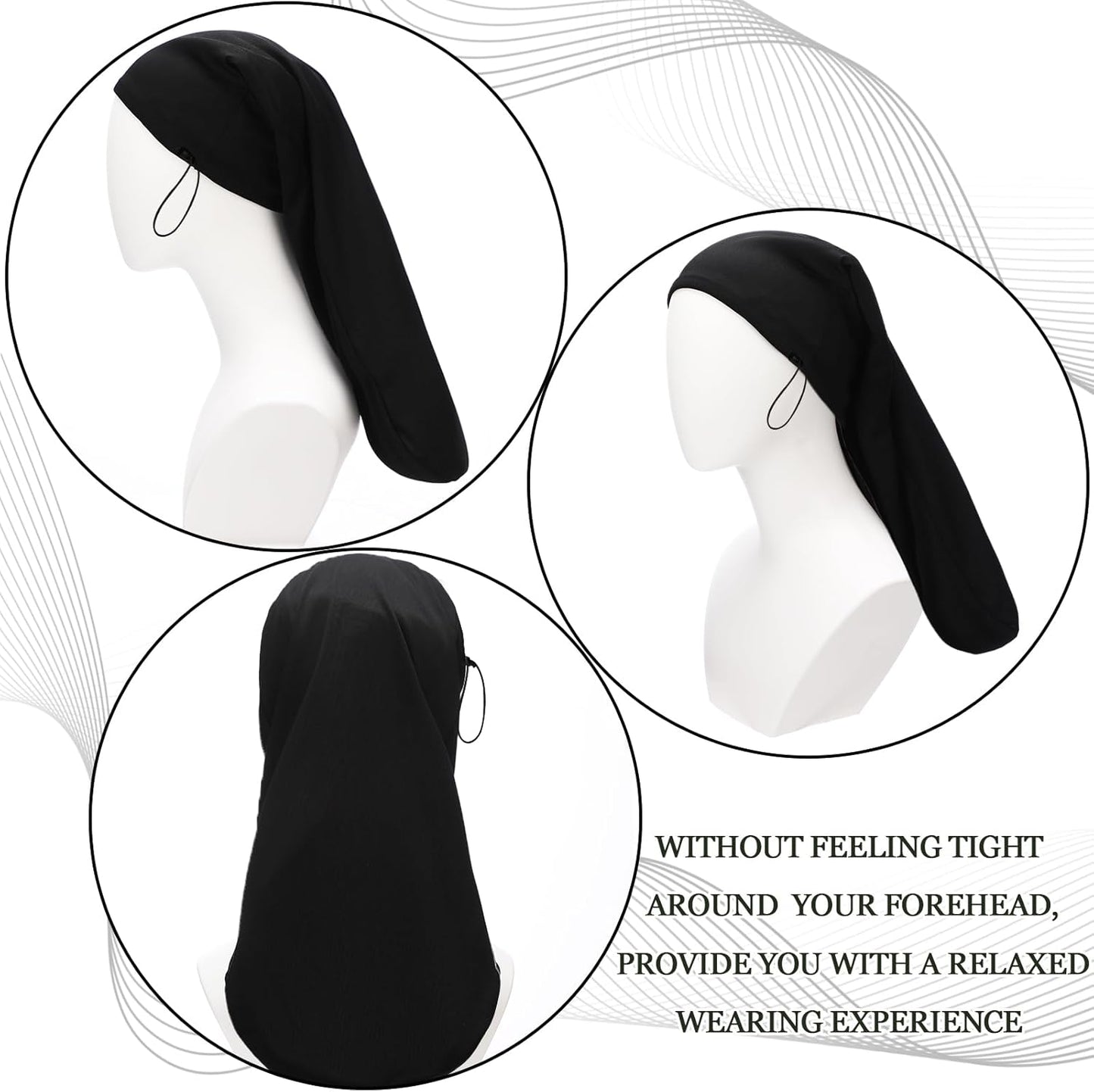 2 Pieces Satin Lined Unisex Jumbo Dreadlock Cap Long Dreads Hair Head Wrap Sleeping Cap Hair Accessories V1258-DP02-C-3167
