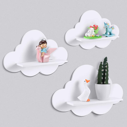 3 Pcs Floating Cloud Shelves for Wall White Wavy Small Floating Shelves for Bathroom Living Room Bedroom V1258-DP02-C-3168