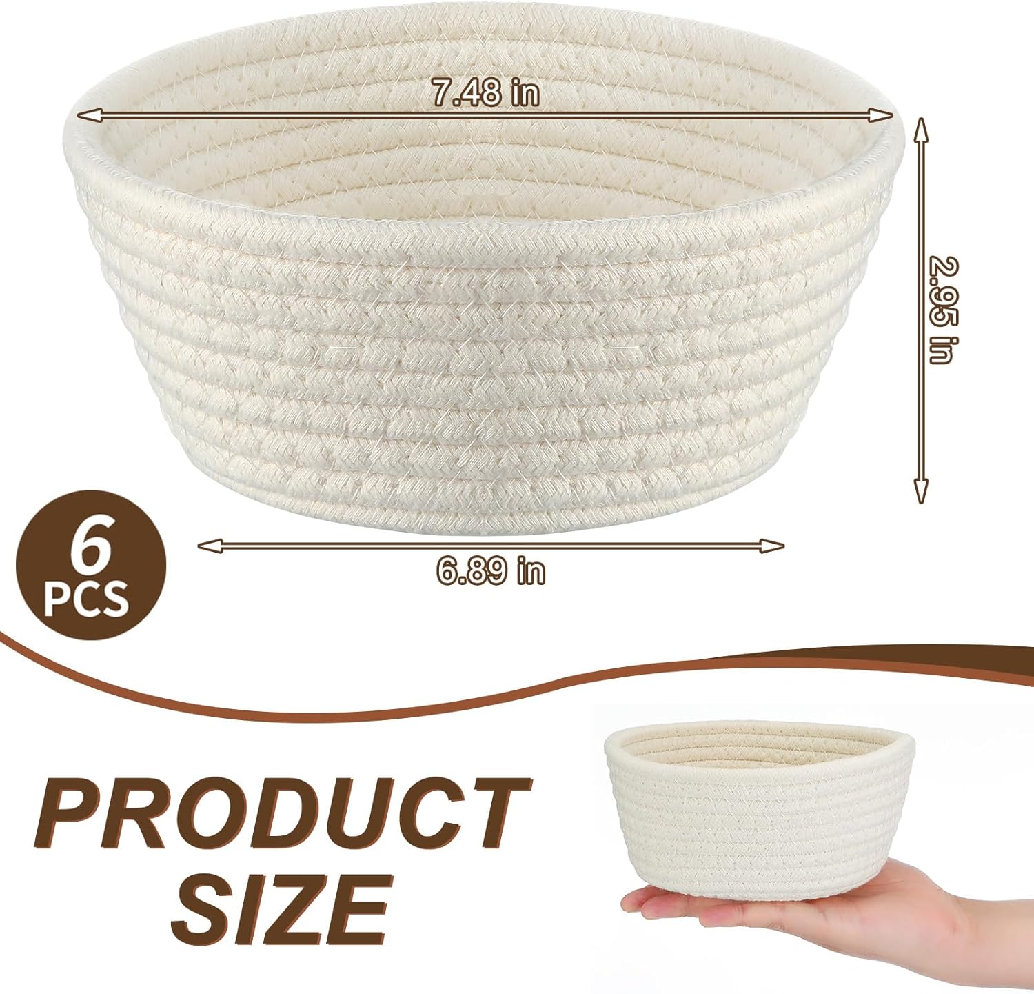 6 Sets Small Gift Baskets Empty Bulk Woven Cotton Basket with Bags Ribbons Easter Rabbit Candy Eggs Basket V1258-DP02-C-3172