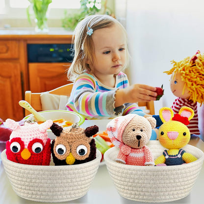 6 Sets Small Gift Baskets Empty Bulk Woven Cotton Basket with Bags Ribbons Easter Rabbit Candy Eggs Basket V1258-DP02-C-3172