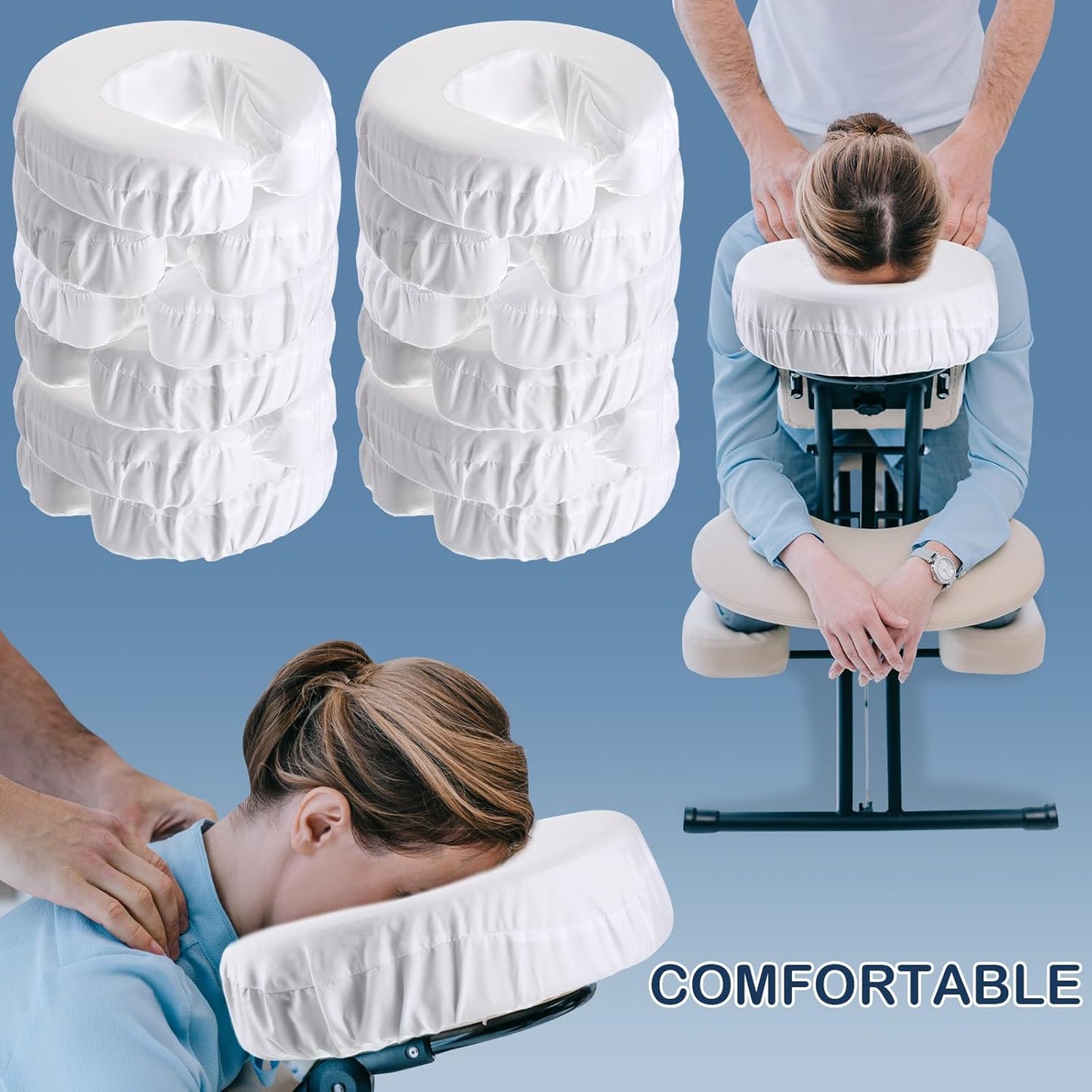12 Pcs Face Cradle Covers for Massage Head Rest Microfiber Reusable Soft Thicker Massage Table Face Covers V1258-DP02-C-3183