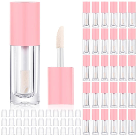 30 Pcs Pink 6ml Empty Lip Gloss Tubes with Wand Bulk Lip Refillable Gloss Containers Cosmetic Bottles with V1258-DP02-C-3187