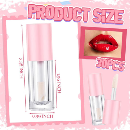 30 Pcs Pink 6ml Empty Lip Gloss Tubes with Wand Bulk Lip Refillable Gloss Containers Cosmetic Bottles with V1258-DP02-C-3187