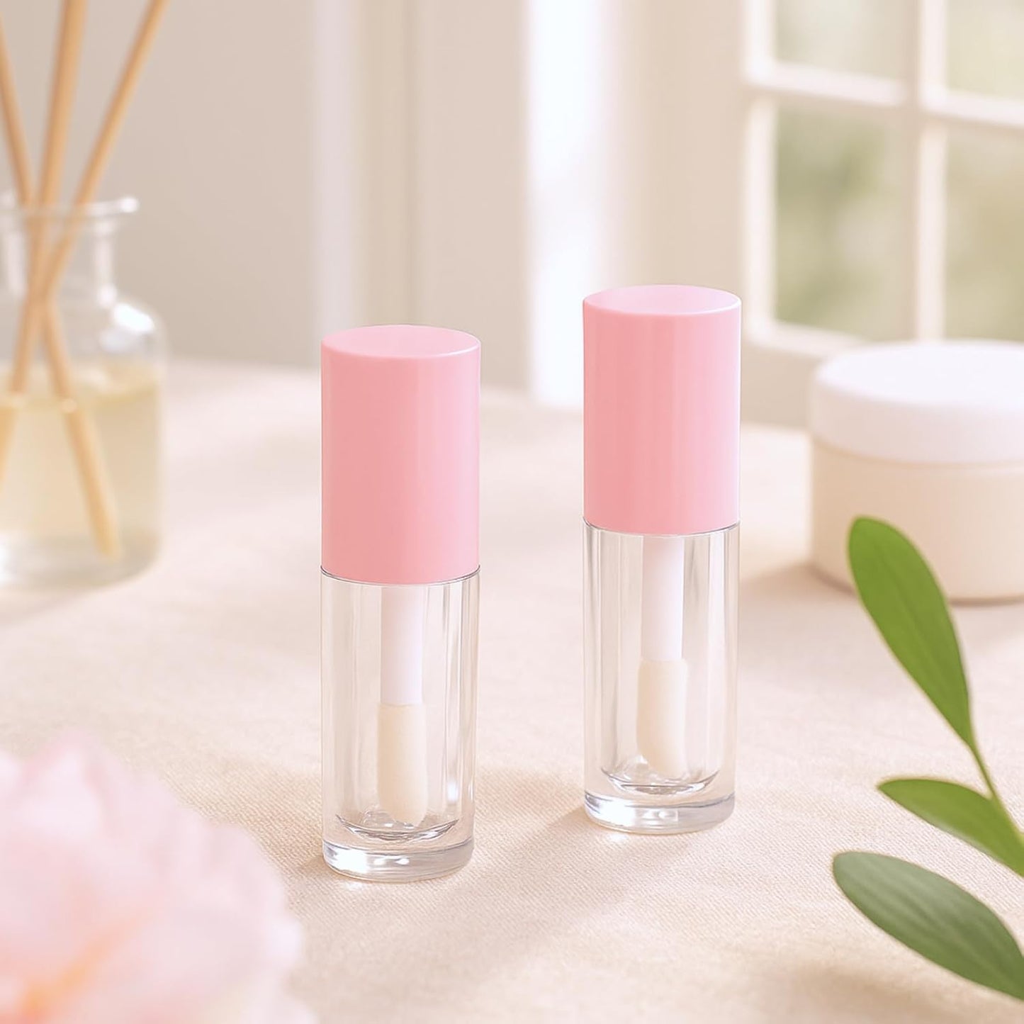 30 Pcs Pink 6ml Empty Lip Gloss Tubes with Wand Bulk Lip Refillable Gloss Containers Cosmetic Bottles with V1258-DP02-C-3187