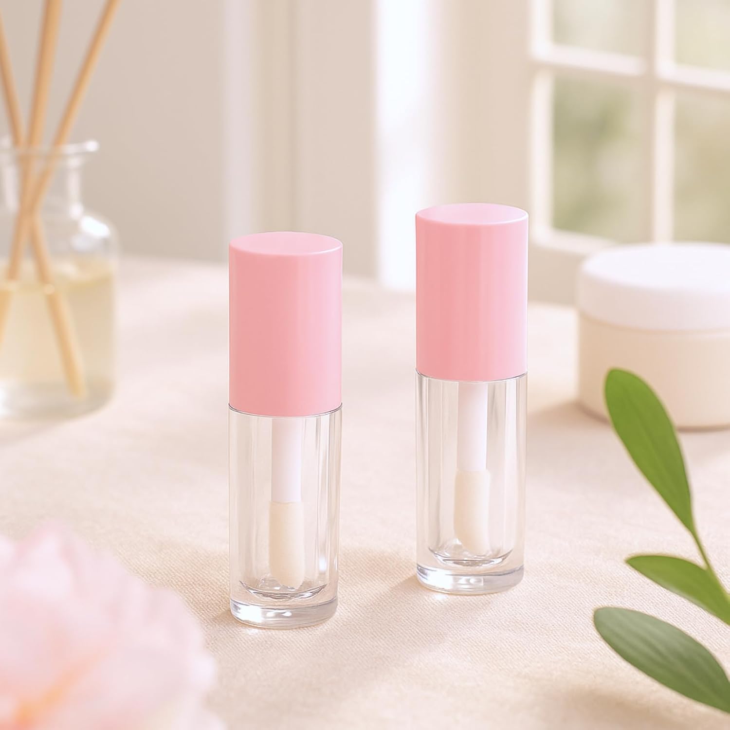 30 Pcs Pink 6ml Empty Lip Gloss Tubes with Wand Bulk Lip Refillable Gloss Containers Cosmetic Bottles with V1258-DP02-C-3187