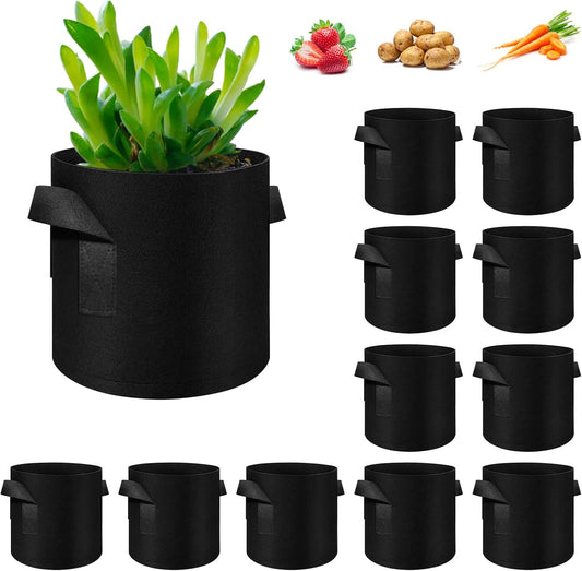 12-Pack 10 Gallon Plant Grow Bags, Thickened Nonwoven Fabric Pots with Handles, Vegetable Planter Bags V1258-DP02-C-3194