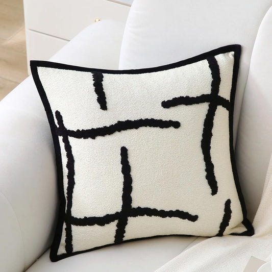 Boho Decorative Throw Pillows with Inserts, 18" x 18" Soft Tufted Modern Chenille Pillow, Pillows for Home, V1258-DP02-C-3199