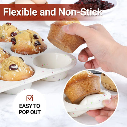 Silicone Jumbo Muffin Pan 6 Cups & Silicone Muffin Pan Regular Size 12 Cups V1258-DP02-C-32