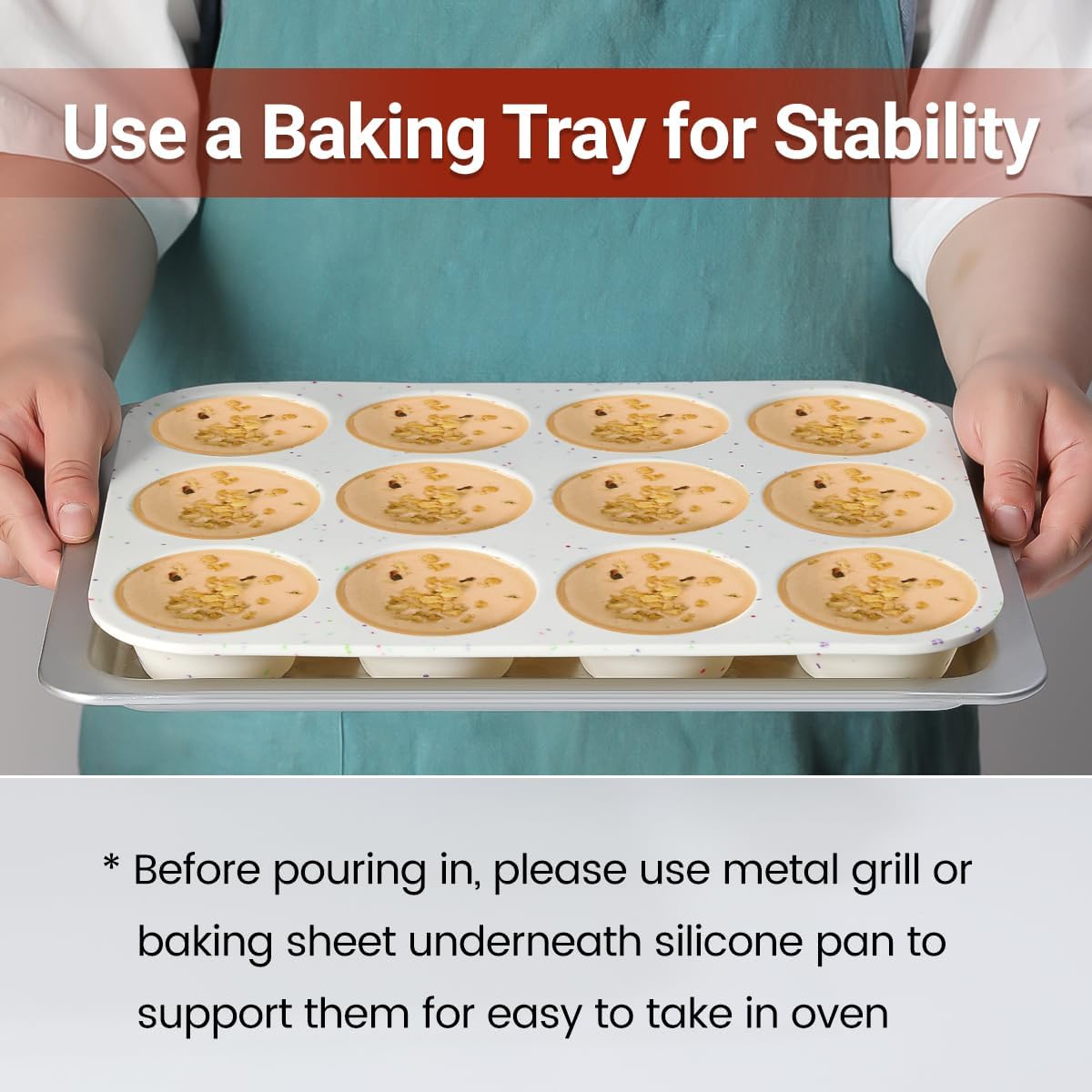Silicone Jumbo Muffin Pan 6 Cups & Silicone Muffin Pan Regular Size 12 Cups V1258-DP02-C-32