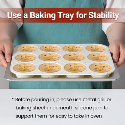 Silicone Jumbo Muffin Pan 6 Cups & Silicone Muffin Pan Regular Size 12 Cups V1258-DP02-C-32