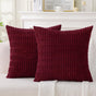 2 Pack Corduroy Decorative Throw Pillow with Inserts, 18x18 Inch Soft Boho Throw Pillow, Square Striped Throw V1258-DP02-C-3200
