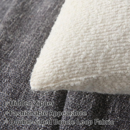 18" x 18" Decorative Throw Pillow with Inserts, Set of 2 Soft Textured Boucle Throw Pillows, Square Boho V1258-DP02-C-3206
