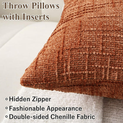 18" x 18" Decorative Throw Pillow with Inserts, Set of 2 Soft Modern Farmhouse Throw Pillows, Square Boho V1258-DP02-C-3208