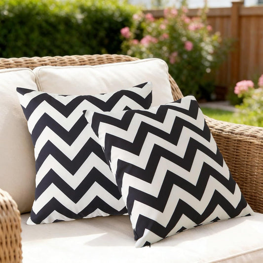 18" x 18" Throw Pillows with Inserts, Pack of 2 Outdoor Waterproof Striped Pillow, Square Decorative Pillows V1258-DP02-C-3209
