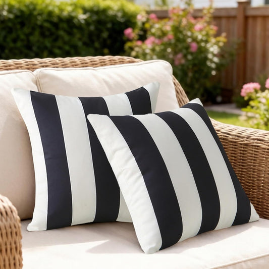 18" x 18" Throw Pillows with Inserts, Pack of 2 Outdoor Waterproof Striped Pillow, Square Decorative Pillows V1258-DP02-C-3211