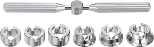 5537 Watch Case Opener Dies Set, Alloy Steel Watch Back Cover Remover Repair Accessory with Wrench for Watch V1258-DP02-C-3218