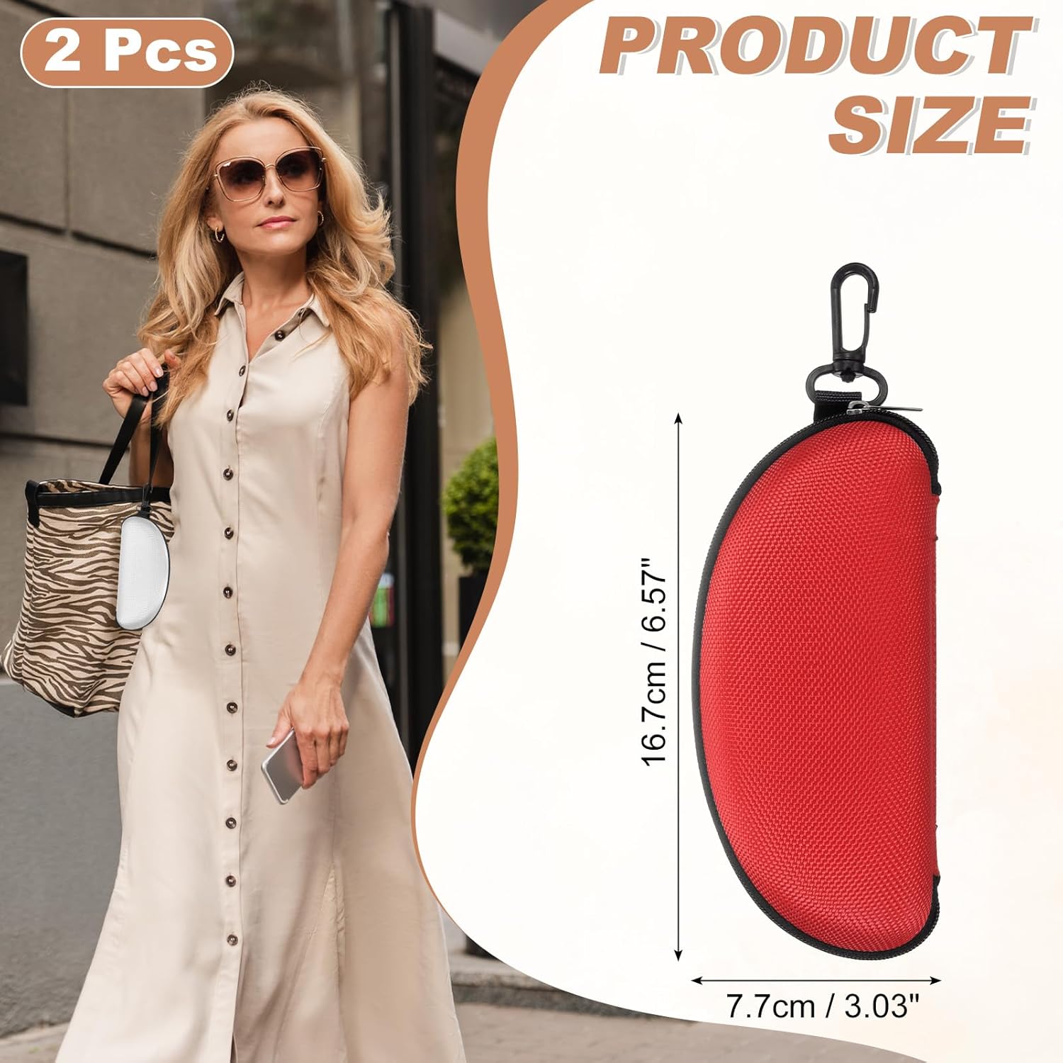 Sunglasses Soft Case, Zipper Eyeglass Case, Portable Hard Shell Sunglasses Holder with Metal Hook for Sport V1258-DP02-C-3220