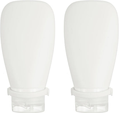 2 Pcs Silicone Squeeze Bottle, 3 oz Refillable Silicone Travel Bottles Leak Proof Mini Size Containers for V1258-DP02-C-3225