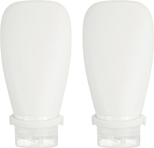 2 Pcs Silicone Squeeze Bottle, 3 oz Refillable Silicone Travel Bottles Leak Proof Mini Size Containers for V1258-DP02-C-3225