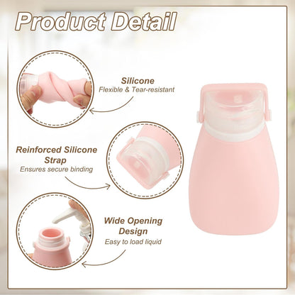 2 Pcs Silicone Squeeze Bottle, 3 oz Refillable Silicone Travel Bottles Leak Proof Mini Size Containers for V1258-DP02-C-3225