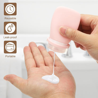 2 Pcs Silicone Squeeze Bottle, 3 oz Refillable Silicone Travel Bottles Leak Proof Mini Size Containers for V1258-DP02-C-3225