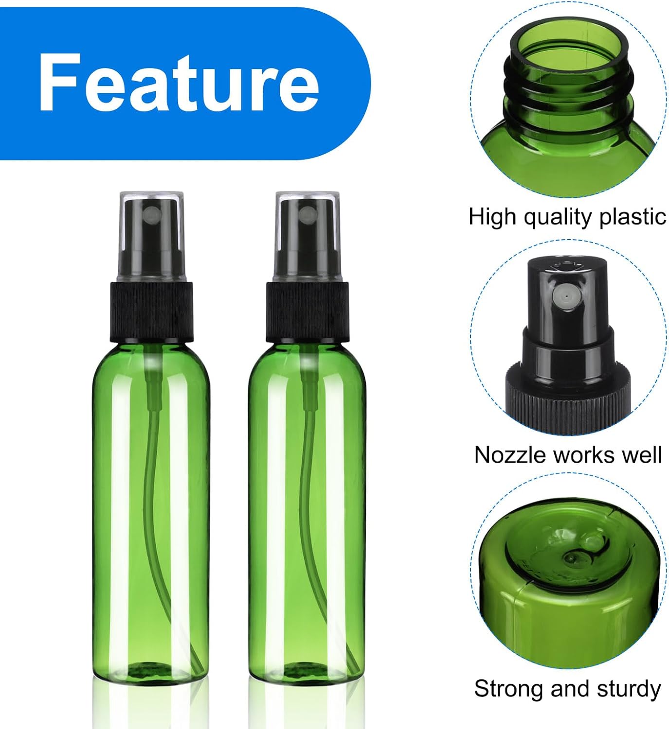 100Pack Spray Bottles, 2Oz/60ML Reusable Clear Empty Mist Plastic Mini Travel Bottle Set,Small Refillable V1258-DP02-C-3238