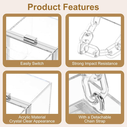 Women Acrylic Clear Clutch Purses Square Evening Handbag Box Purse for Wedding Prom Party, Transparent/Silver V1258-DP02-C-3239