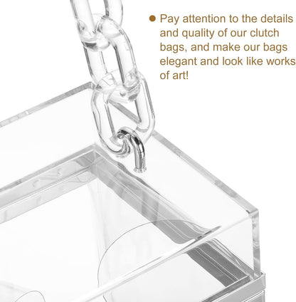Women Acrylic Clear Clutch Purses Square Evening Handbag Box Purse for Wedding Prom Party, Transparent/Silver V1258-DP02-C-3239