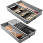 2 Pcs Knife & Silverware Drawer Organizer Holds 9 Knives with Flatware Tray Drawer Store Compact Utensil V1258-DP02-C-324